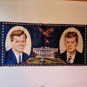 60's Vintage John F. Kennedy & Robert Kennedy USA President Rug Tapestry…
